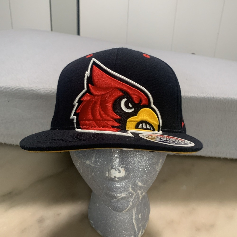VTG Louisville Cardinals Hat Zephyr Menace Snapback Cap Big Logo Black NCAA Y2K